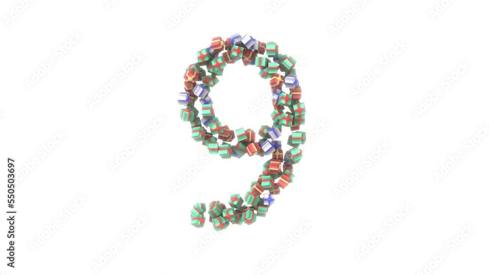 Animated Present Font - Number 9 Animated Present Font - Number 9