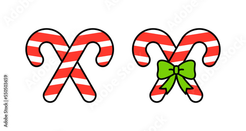 Set of Flat Design Crossed Candy Canes