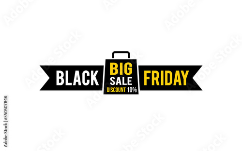 10 Percent discount black friday offer, clearance, promotion banner layout with sticker style. 