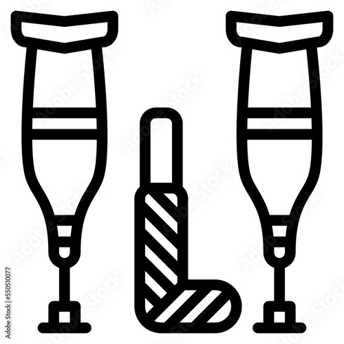 crutches broken leg medical icon
