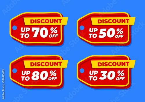 Discount Sale up to 70% 50% 30% 80% off template. Mega sale banner.