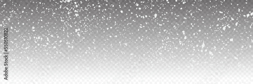 Seamless realistic falling Snow Isolated on transparent background vector illustration. Vector snow overlay. Realistic snowfall background isolated on transparent. Stock illustration