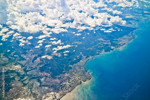 aerial view of the island and river