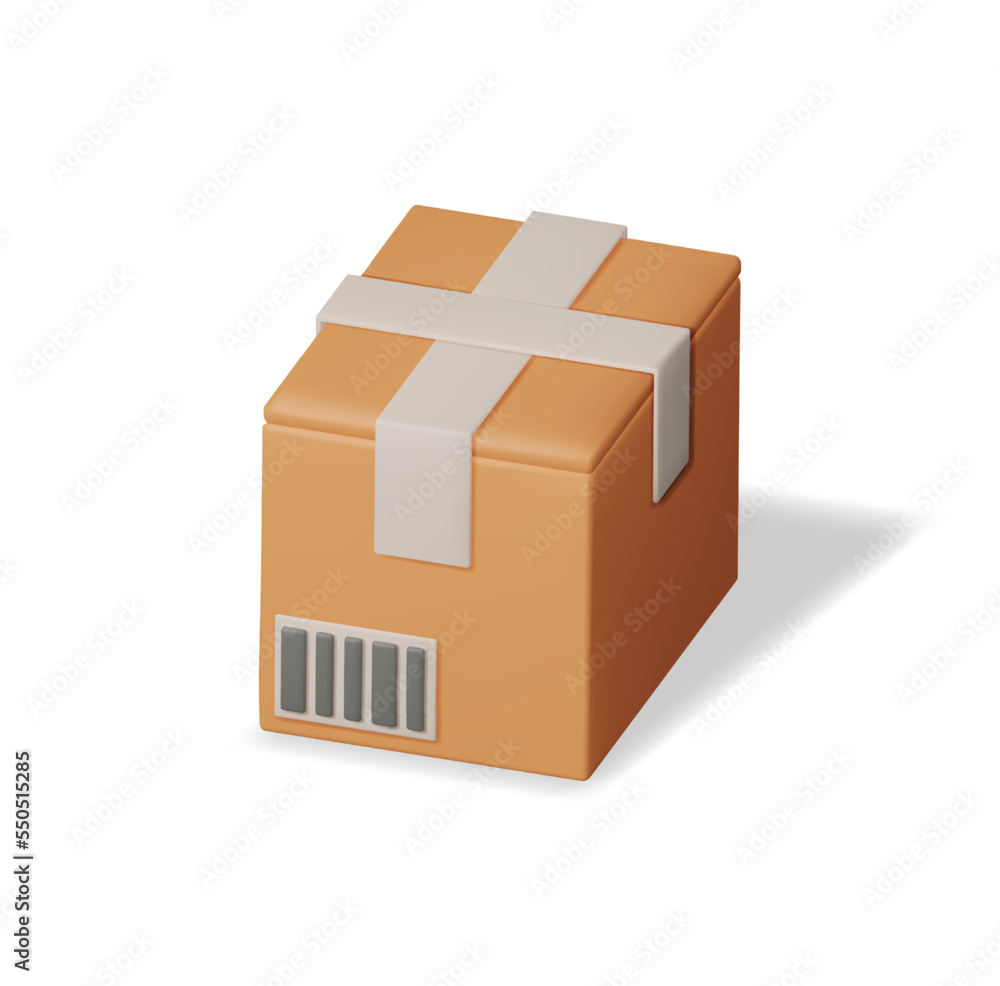 3D Carton Packaging Box Isolated on White. Render Cardboard Package ...