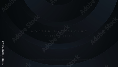 Dark Gradient Luxury Background with Circle Geometric Elements. Abstract Black Minimalist Background for Cover, Poster, Brochure, Visual Branding, Website, etc. Vector Illustration