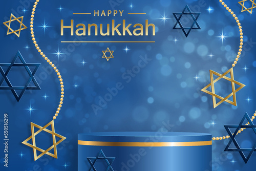 Happy Hanukkah podium round stage with nice and creative symbols
