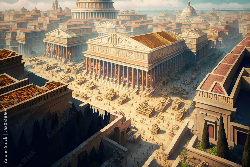 Photo & Art Print AI generated image of aerial view of ancient Rome