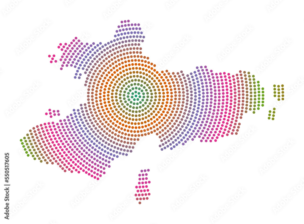 Union Island dotted map. Digital style shape of Union Island. Tech icon of the island with gradiented dots. Powerful vector illustration.