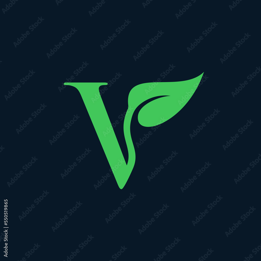 Letter V Green Leaf Logo Design Element Letter V Green Leaf Logo Design Element