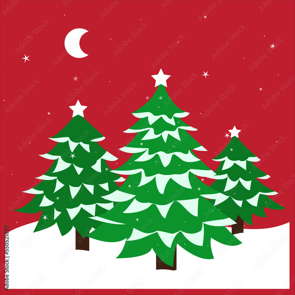 Vector christmas card with christmas trees