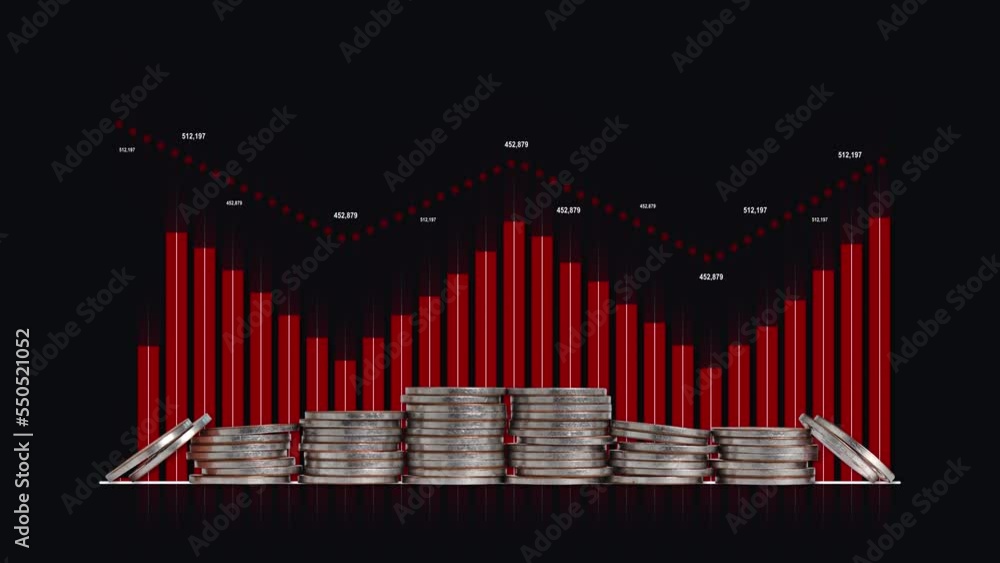 Graph Small Rise Bar graph and line graph repeating rise and fall. Business concept with ...