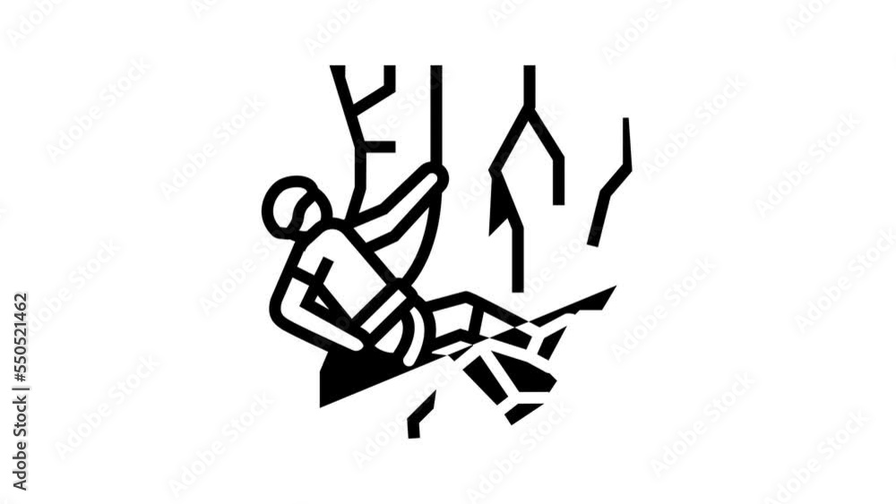 abseiling extreme sport line icon animation abseiling extreme sport line icon animation