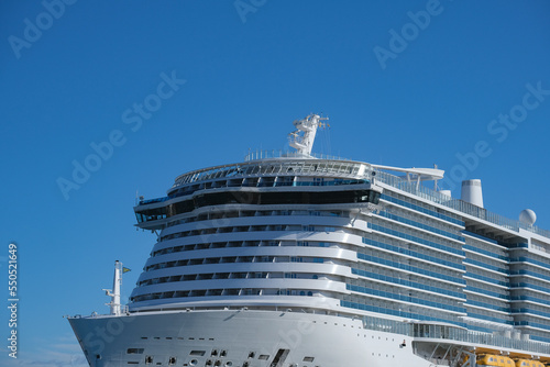 Costa cruiseship or cruise ship liner Toscana in Marseille Provence port on sunny day blue sky during Mediterranean cruise dream vacation © Tamme