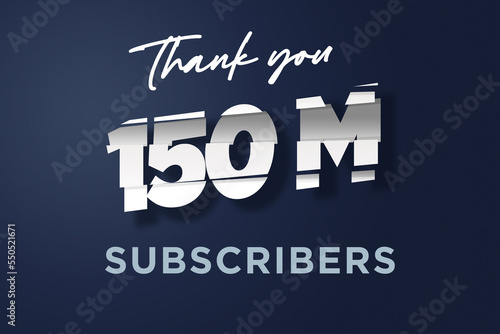 150 Million subscribers celebration greeting banner with cutting Design