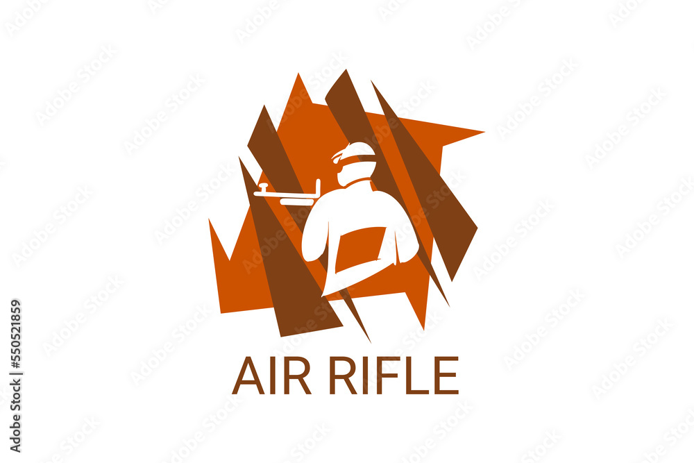 air rifle sport vector line icon. athlete getting ready to shoot sport ...