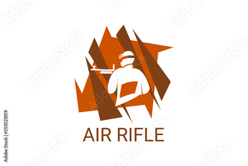air rifle sport vector line icon. athlete getting ready to shoot sport pictogram, vector illustration.
