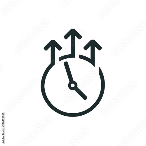 Time growth, overtime icon. Illustration vector