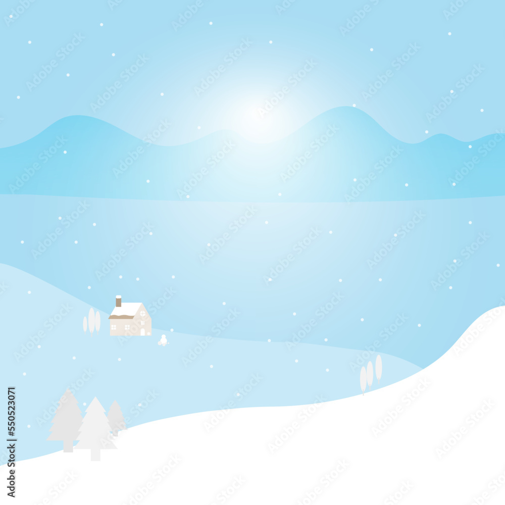 House at mountain with snow winter and bright sunlight,Snowfall christmas postcard vector House at mountain with snow winter and bright sunlight,Snowfall christmas postcard vector