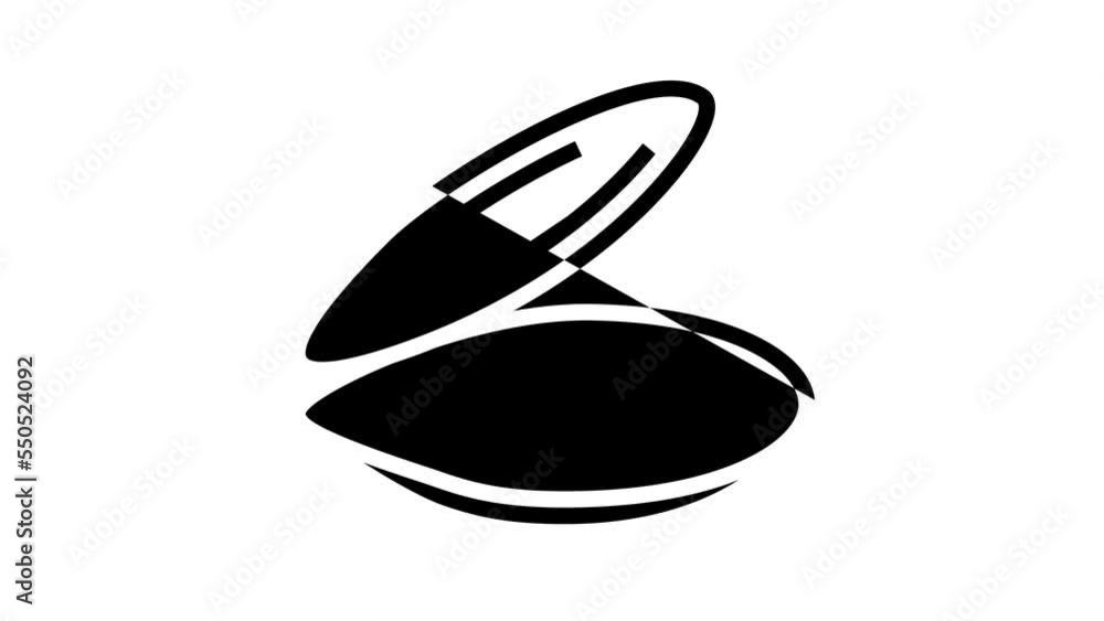 opened shell mussel line icon animation opened shell mussel line icon animation