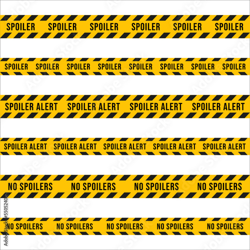 Spoiler warning tapes set. Isolated vector illustration on white background.