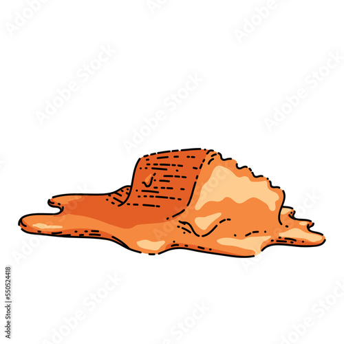 cube melted caramel sketch hand drawn vector toffee sauce, melted flow, candy syrup, food liquid vintage color line illustration