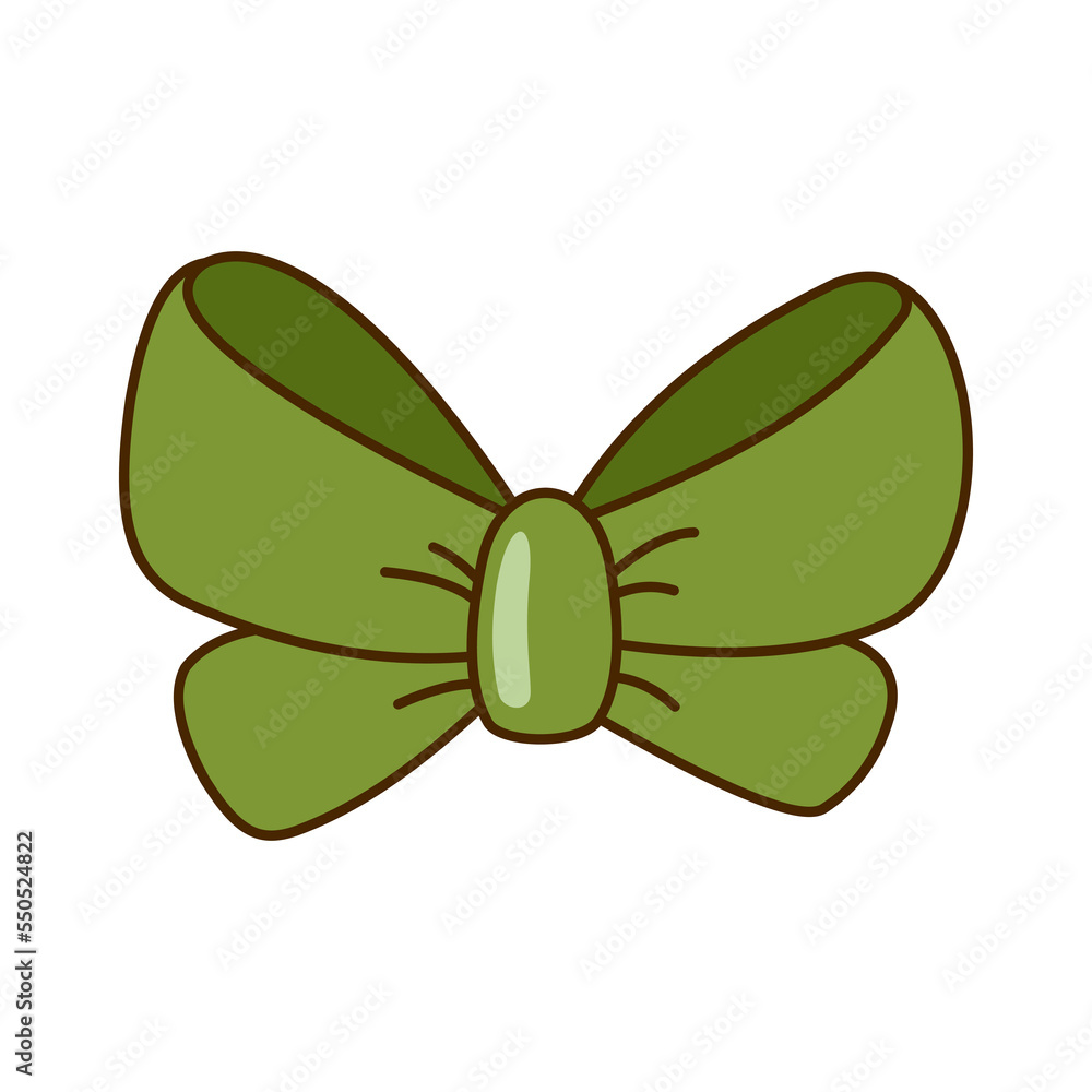 Hand drawn green bow icon isolated on white background. Hand drawn green bow icon isolated on white background.