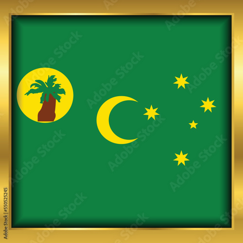 Cocos Islands flag,Cocos Islands flag golden square button,Vector illustration eps10. © Ruslam