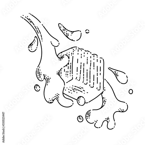 caramel cube splash sketch hand drawn vector milk cubes, sugar splash, flow tasty swirl vintage black line illustration