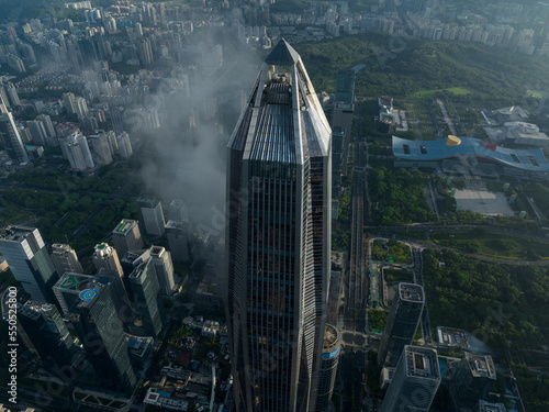 Photography Aerial view of ping an finance center in Shenzhen city,China