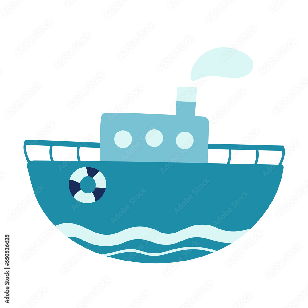 Boat color line icons set flat isolated on white Boat color line icons set flat isolated on white