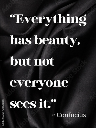 “Everything has beauty, but not everyone sees it.” 