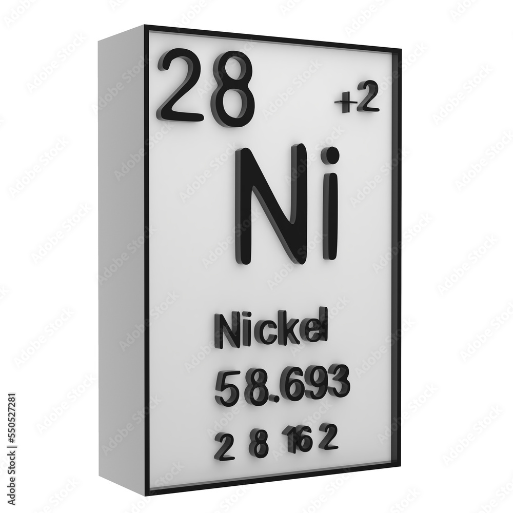 Nickel,Phosphorus on the periodic table of the elements on white blackground,history of chemical elements, represents the atomic number and symbol.,3d rendering Nickel,Phosphorus on the periodic table of the elements on white blackground,history of chemical elements, represents the atomic number and symbol.,3d rendering