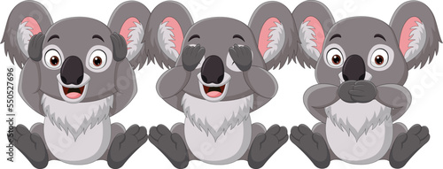 Three cute little koala cartoon
