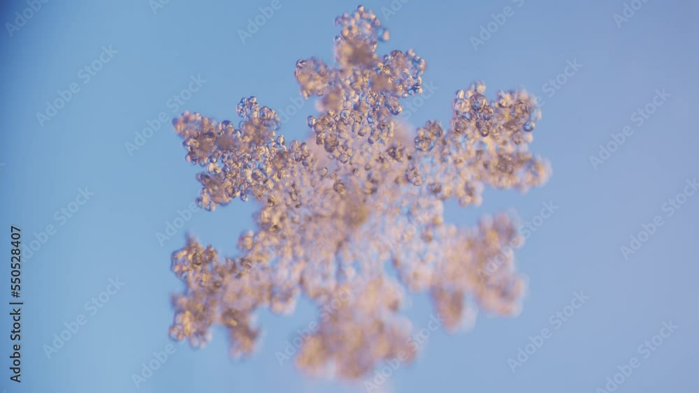 Weird shaped water crystals snowflakes under microscope double colored light filter Weird shaped water crystals snowflakes under microscope double colored light filter