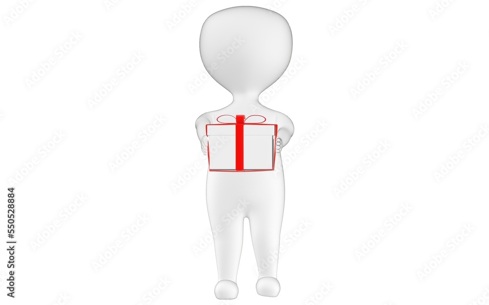 3d character , man holding wrapped gift box 3d character , man holding wrapped gift box