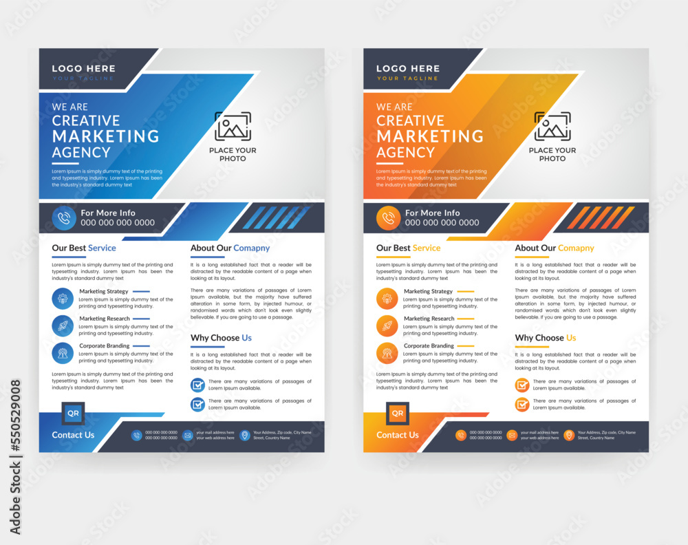 Corporate digital marketing modern flyer template design in A4 size