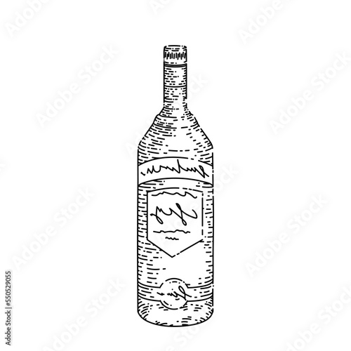 vodka bottle hand drawn vector. glass alcohol, drink bar shot vodka bottle sketch. isolated black illustration