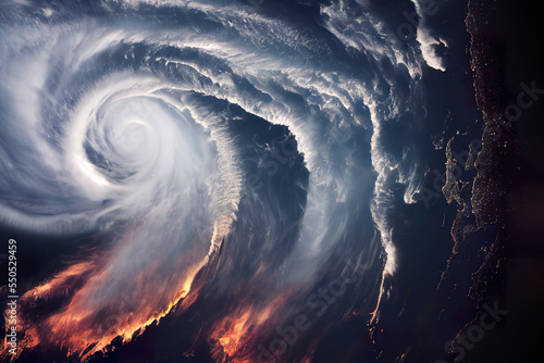 Storm Cyclone seen from space. Digitally generated image.
