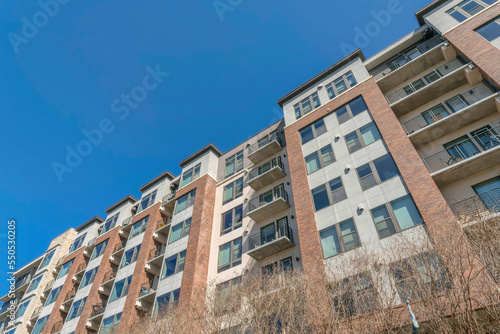 Austin, Texas- Low angle view of a mid-rise apartment building © Jason