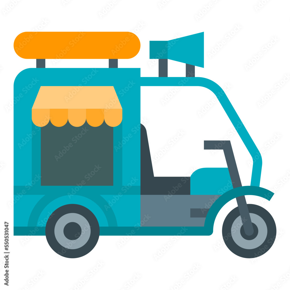rickshaw food truck flat icon rickshaw food truck flat icon