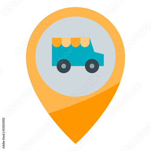 location food truck flat icon