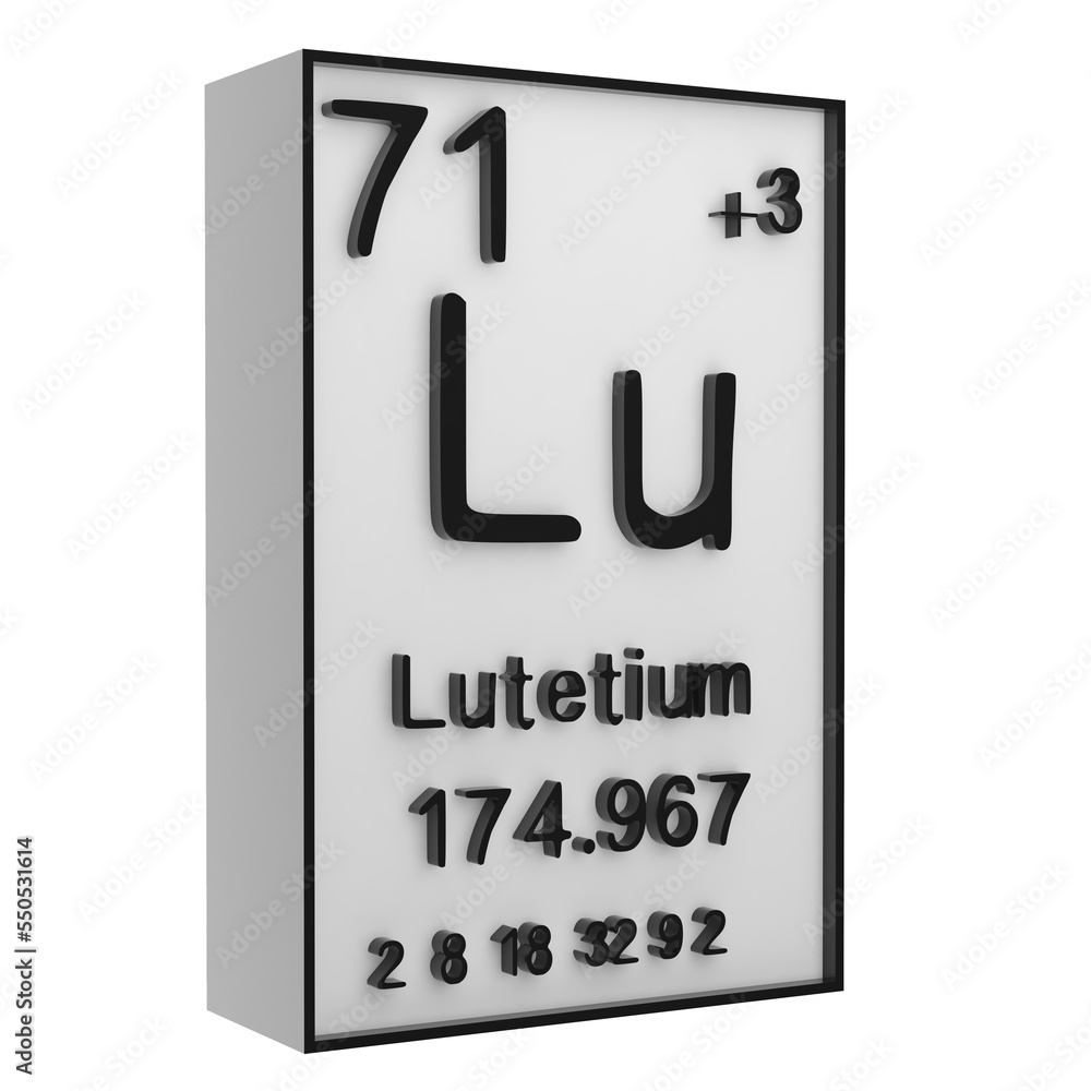 Lutetium,Phosphorus on the periodic table of the elements on white blackground,history of chemical elements, represents the atomic number and symbol.,3d rendering Lutetium,Phosphorus on the periodic table of the elements on white blackground,history of chemical elements, represents the atomic number and symbol.,3d rendering