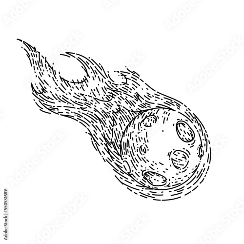 comet meteor hand drawn vector. space star, galaxy meteorite, asteroid light comet meteor sketch. isolated black illustration