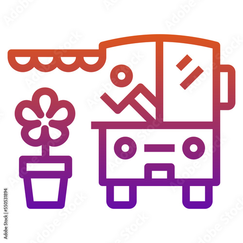 flower food truck gradient line icon