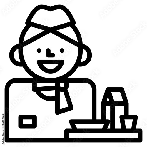 air hostess flight attendant service steward icon