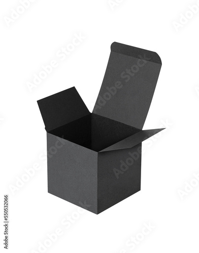 Black gift cardboard box isolatedon a transparent background