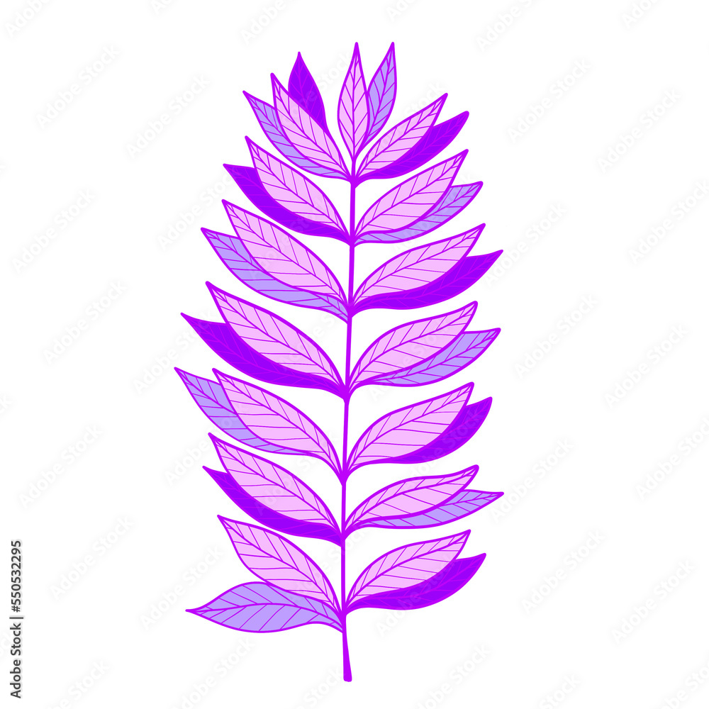 Purple leaves illustration. Vivid color.