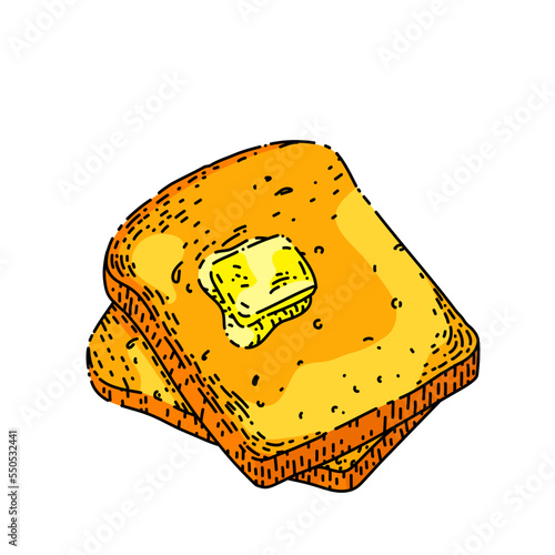 toast bread hand drawn vector. slice, piece butter, sandwich toaster, bakery toast bread sketch. isolated color illustration