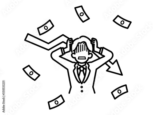 自己破産のイラスト　線画のみ