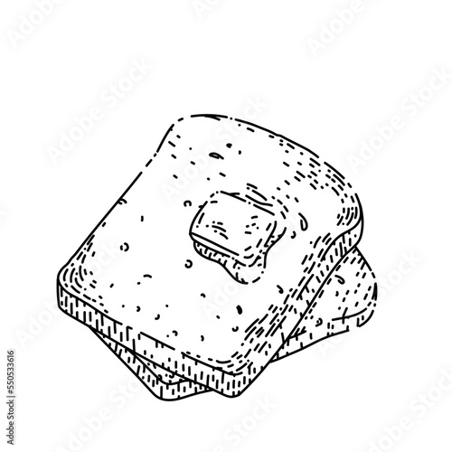 toast bread hand drawn vector. slice, piece butter, sandwich toaster, bakery toast bread sketch. isolated black illustration